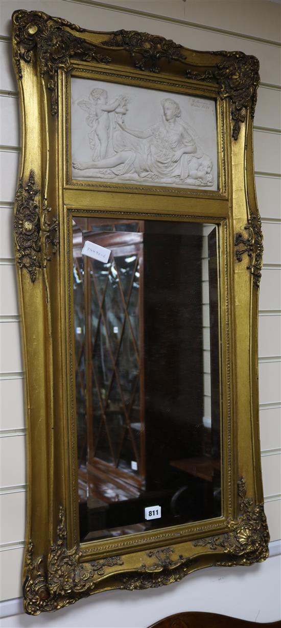 A gilt and faux marble mirror W.55cm